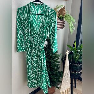 Tiana B. Tropical Green and White Dress